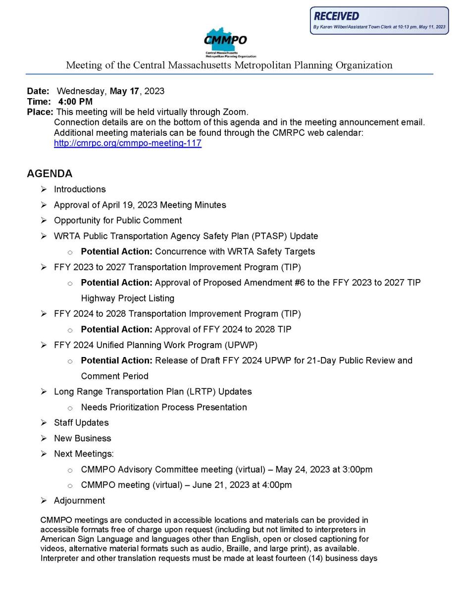 cmmpo agenda for may 17, 2023 at 4pm