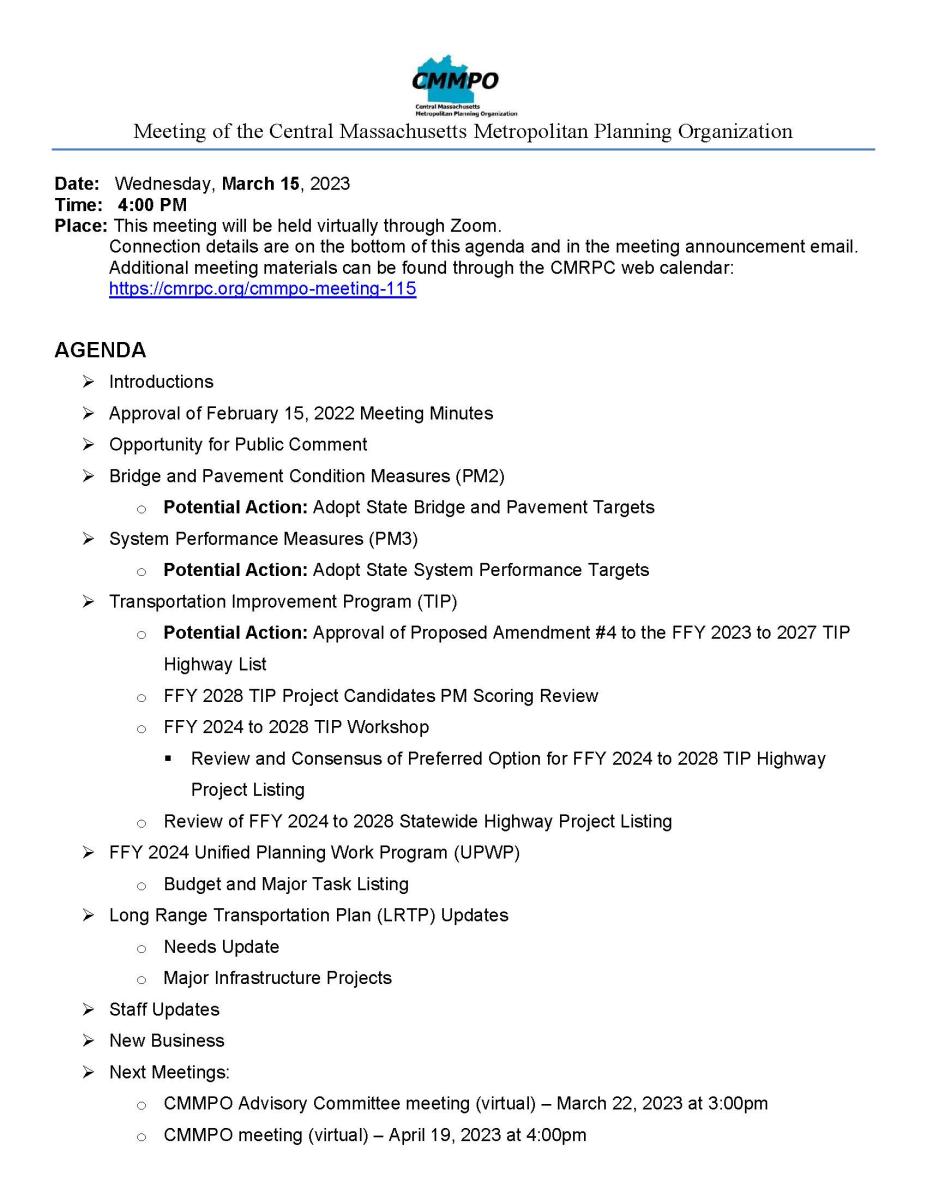 page 1 CMMPO Meeting March 15, 2023
