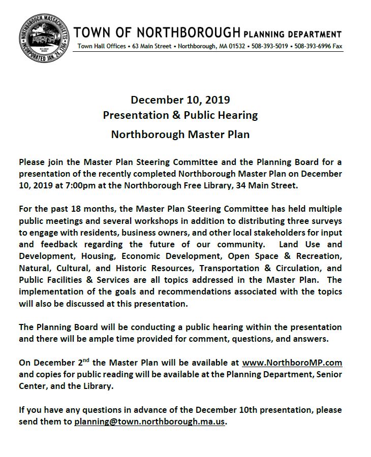 this is the agenda for the master plan steering committee meeting and public hearing for december 20, 2019