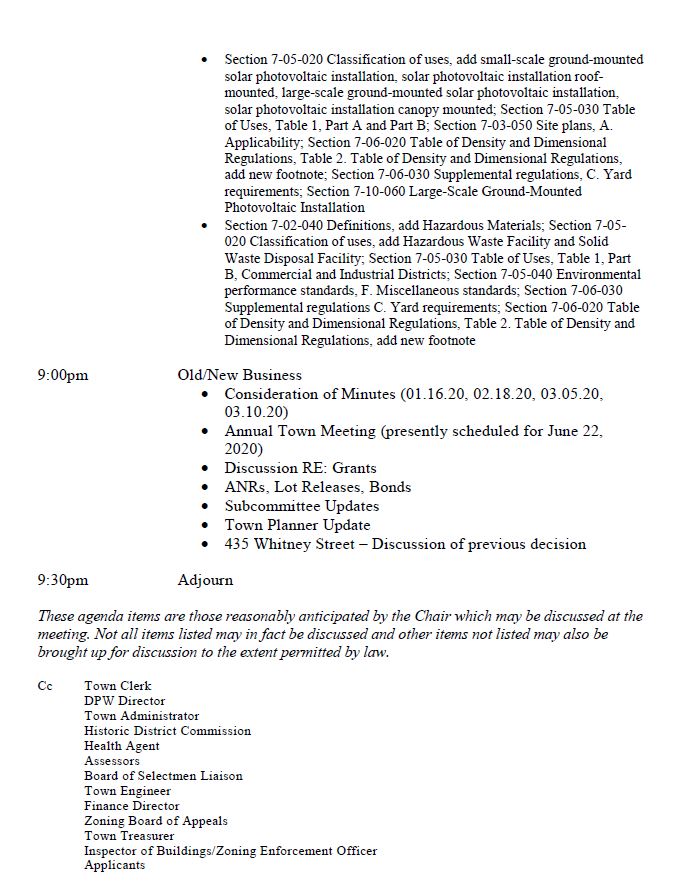 this is page 2 of the june 9, 2020 northborough planning board agenda