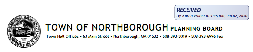 planning board agenda header for july 7, 2020 meeting in northborough