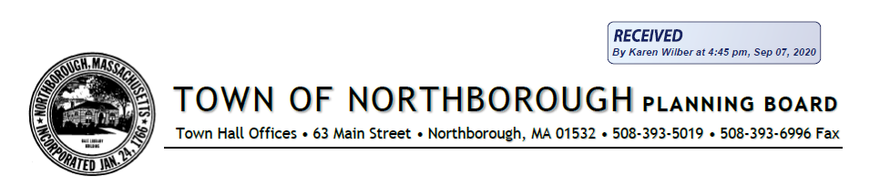 planning board agenda header for september 15, 2020 meeting in northborough