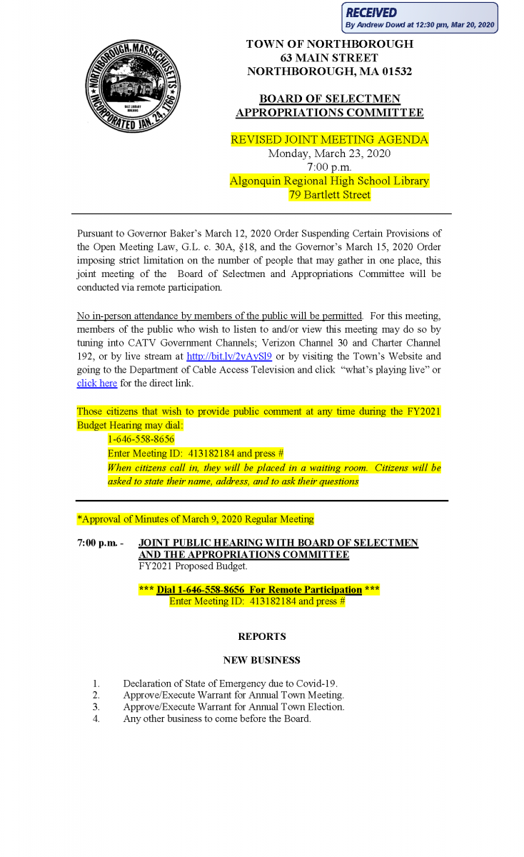 BOS revised agenda 03-23-2020