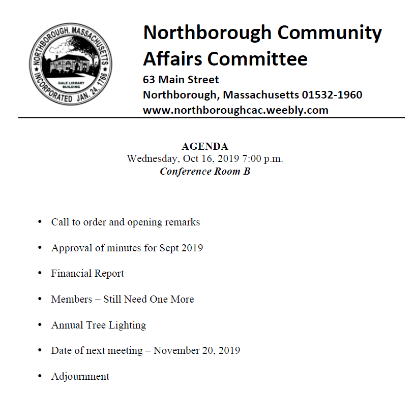 community affairs committee agenda 10/16/19