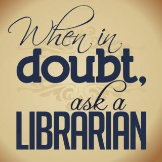 Text When in doubt ask a librarian in different fonts